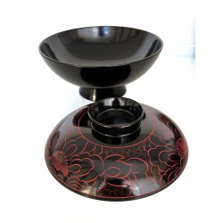 Bol en laque gravure Pivoines